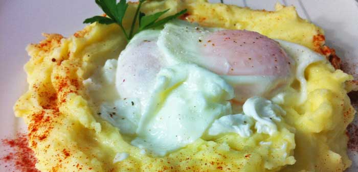receta huevo de oca sobre pure de patata